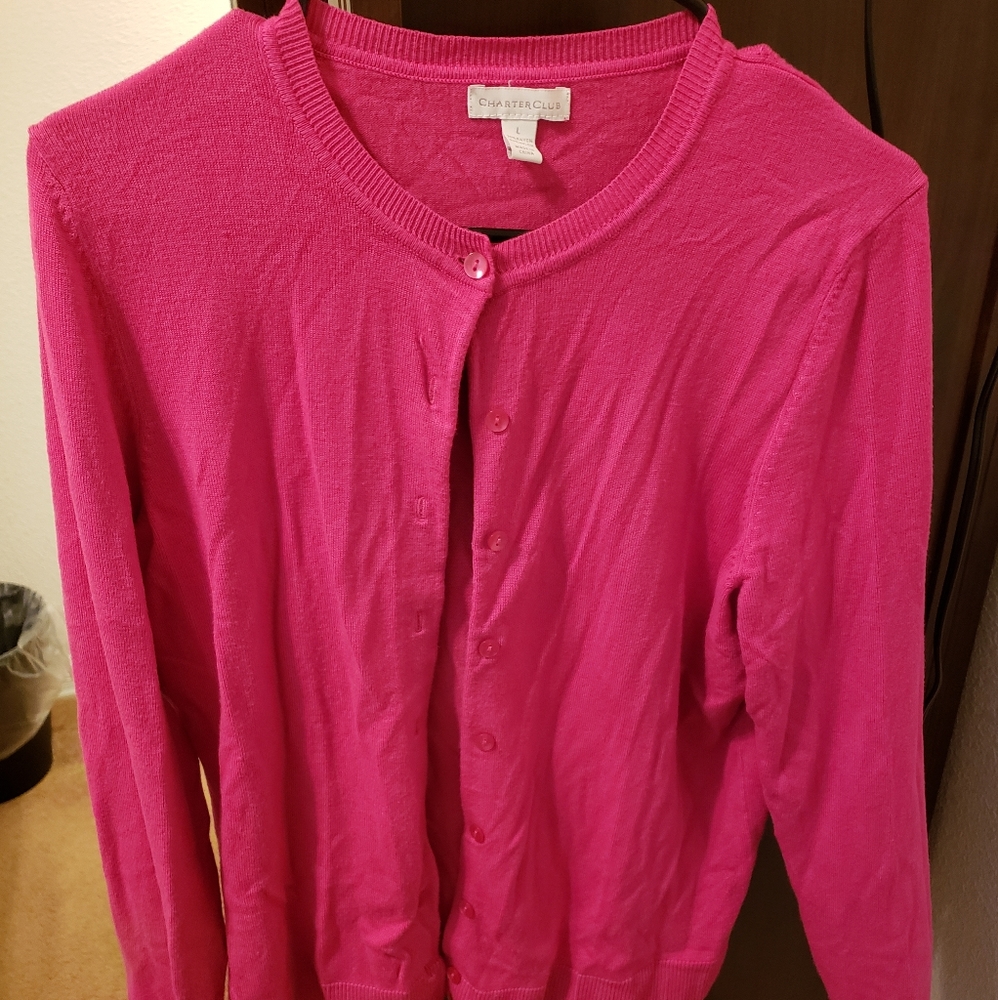 Pink long sleeve Charter Club Cardigan. Large